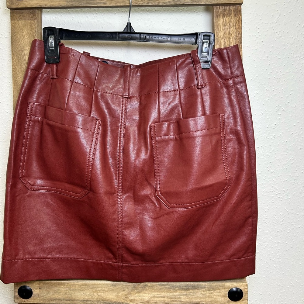 Maeve Cognac Faux Leather Skirt - Picture 5 of 6